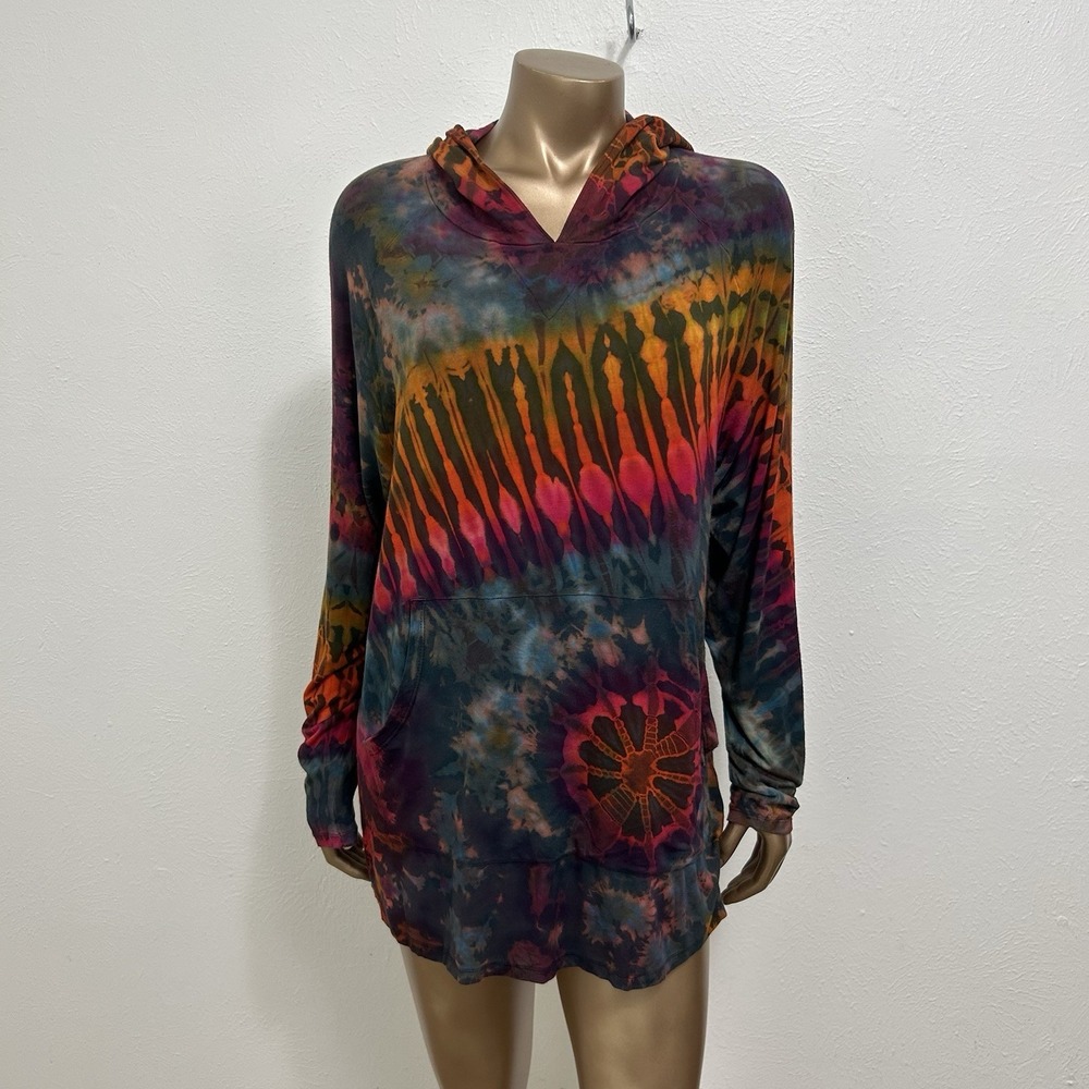 Toucan Tango Dark Pink Orange Colorful Hoodie Top One Size Jersey Knit Pockets